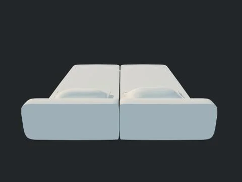 3d rendering of a white bed isolated on a black dark background Stock Illustration