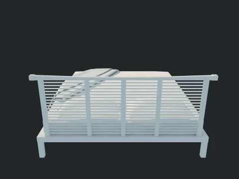 3d rendering of a white bed isolated on a black dark background Stock Illustration
