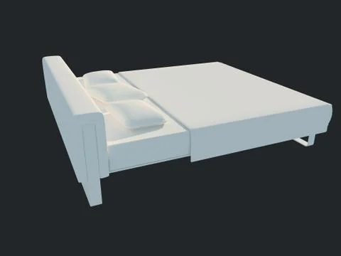 3d rendering of a white bed isolated on a black dark background Stock Illustration