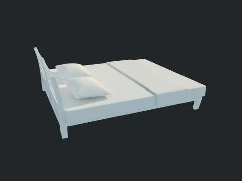 3d rendering of a white bed isolated on a black dark background Stock Illustration