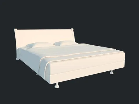 3d rendering of a white bed isolated on a black dark background Stock Illustration
