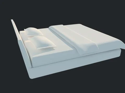 3d rendering of a white bed isolated on a black dark background Stock Illustration