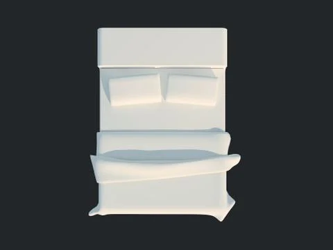 3d rendering of a white bed isolated on a black dark background Stock Illustration