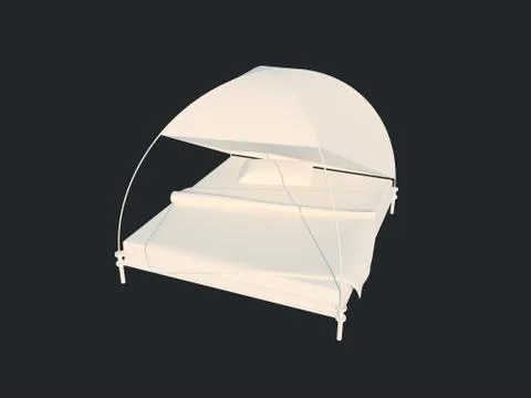 3d rendering of a white bed isolated on a black dark background Stock Illustration