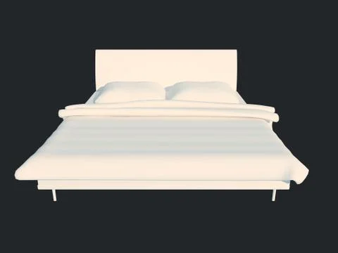 3d rendering of a white bed isolated on a black dark background Stock Illustration