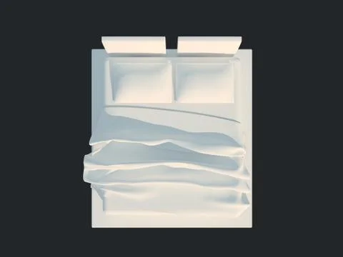 3d rendering of a white bed isolated on a black dark background Stock Illustration
