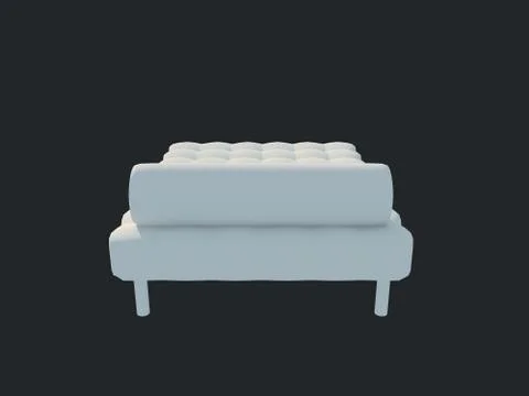3d rendering of a white bed isolated on a black dark background Stock Illustration