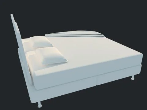 3d rendering of a white bed isolated on a black dark background Stock Illustration