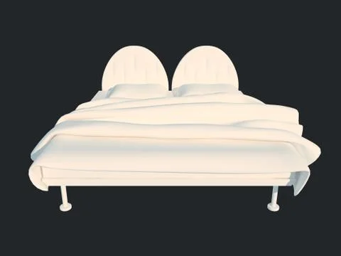 3d rendering of a white bed isolated on a black dark background Stock Illustration