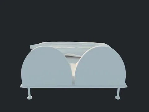 3d rendering of a white bed isolated on a black dark background Stock Illustration