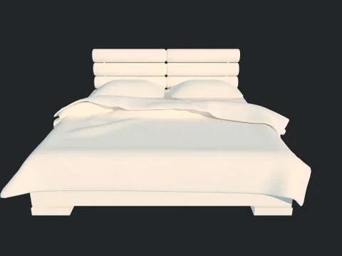 3d rendering of a white bed isolated on a black dark background Stock Illustration