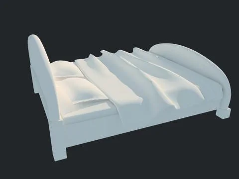 3d rendering of a white bed isolated on a black dark background Stock Illustration