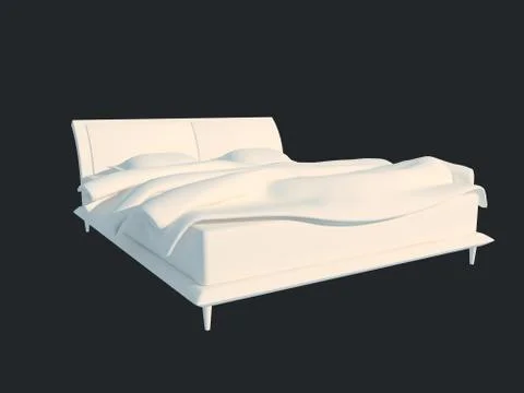 3d rendering of a white bed isolated on a black dark background Stock Illustration