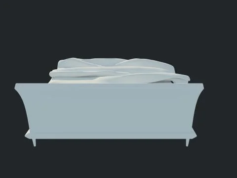3d rendering of a white bed isolated on a black dark background Stock Illustration