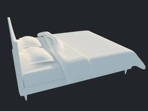 3d rendering of a white bed isolated on a black dark background Stock Illustration