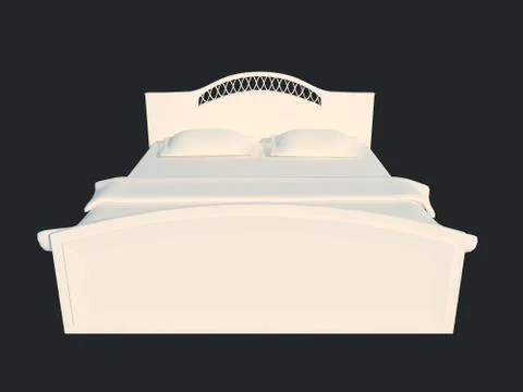3d rendering of a white bed isolated on a black dark background Stock Illustration