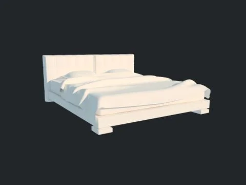 3d rendering of a white bed isolated on a black dark background Stock Illustration