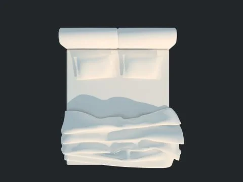 3d rendering of a white bed isolated on a black dark background Stock Illustration