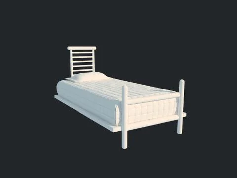 3d rendering of a white bed isolated on a black dark background Stock Illustration