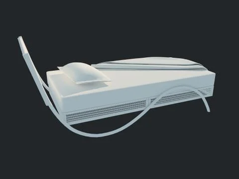 3d rendering of a white bed isolated on a black dark background Stock Illustration