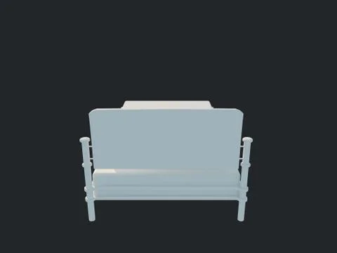 3d rendering of a white bed isolated on a black dark background Stock Illustration