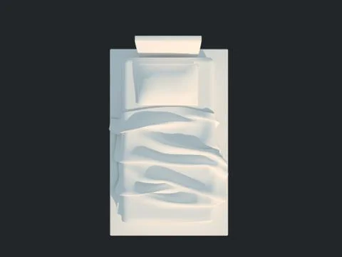 3d rendering of a white bed isolated on a black dark background Stock Illustration