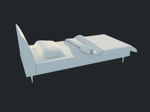 3d rendering of a white bed isolated on a black dark background Stock Illustration
