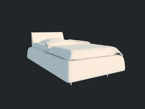 3d rendering of a white bed isolated on a black dark background Stock Illustration