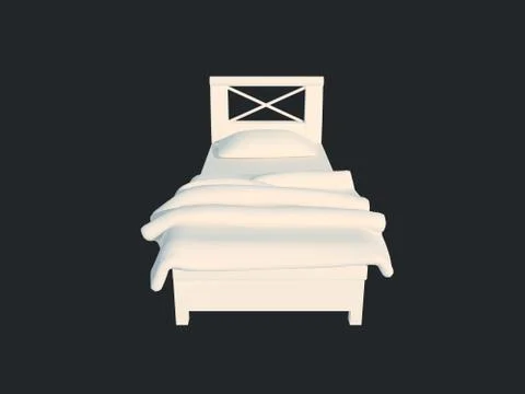 3d rendering of a white bed isolated on a black dark background Stock Illustration