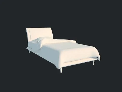 3d rendering of a white bed isolated on a black dark background Stock Illustration