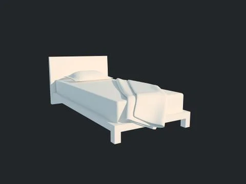 3d rendering of a white bed isolated on a black dark background Stock Illustration