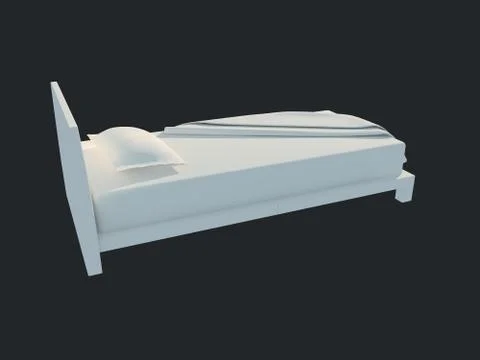 3d rendering of a white bed isolated on a black dark background Stock Illustration
