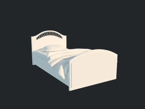 3d rendering of a white bed isolated on a black dark background Stock Illustration