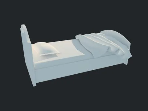 3d rendering of a white bed isolated on a black dark background Stock Illustration