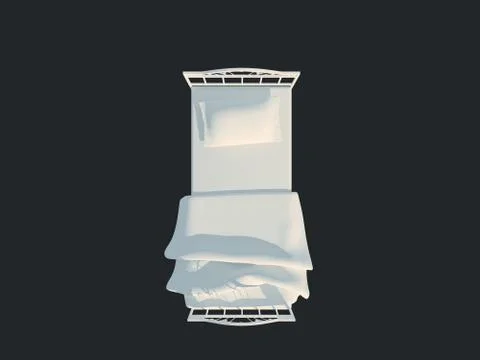 3d rendering of a white bed isolated on a black dark background Stock Illustration