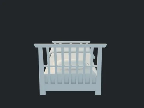 3d rendering of a white bed isolated on a black dark background Stock Illustration