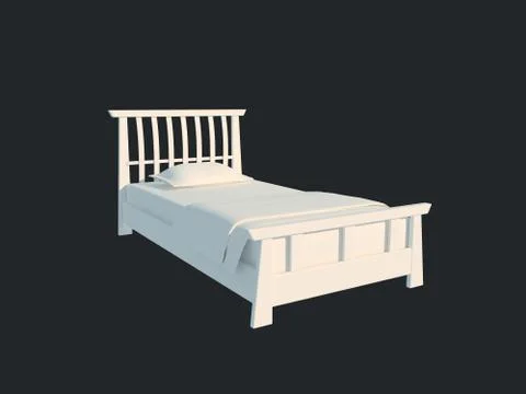 3d rendering of a white bed isolated on a black dark background Stock Illustration