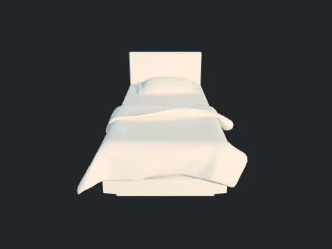 3d rendering of a white bed isolated on a black dark background Stock Illustration