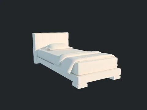 3d rendering of a white bed isolated on a black dark background Stock Illustration