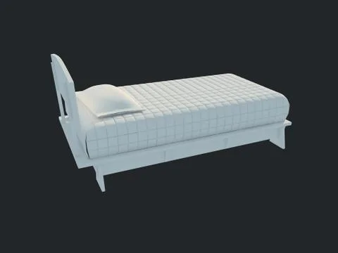 3d rendering of a white bed isolated on a black dark background Stock Illustration