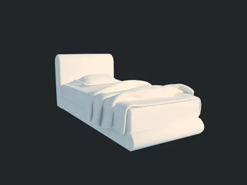 3d rendering of a white bed isolated on a black dark background Stock Illustration