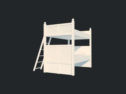 3d rendering of a white bed isolated on a black dark background Stock Illustration