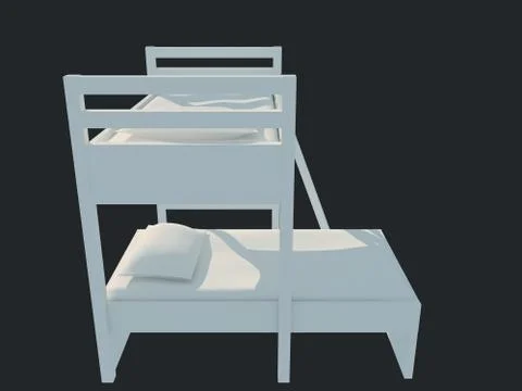 3d rendering of a white bed isolated on a black dark background Stock Illustration
