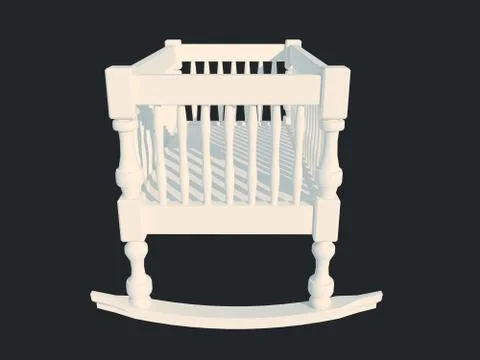 3d rendering of a white bed isolated on a black dark background Stock Illustration