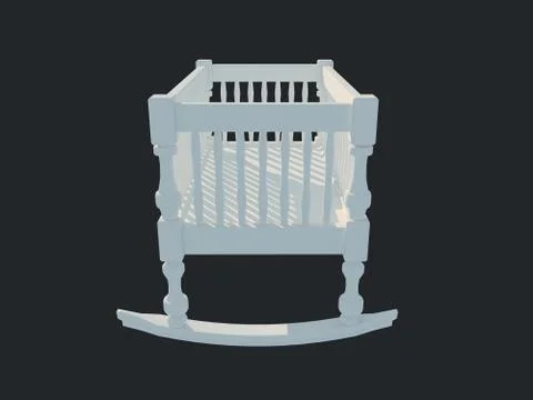 3d rendering of a white bed isolated on a black dark background Stock Illustration