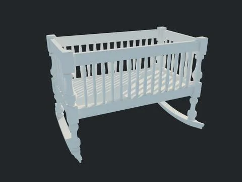 3d rendering of a white bed isolated on a black dark background Stock Illustration