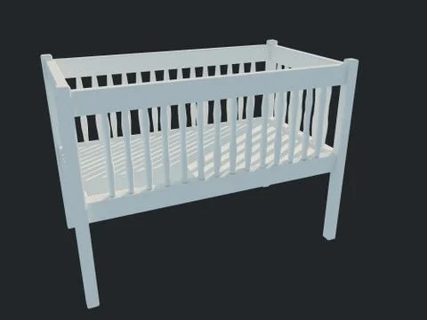 3d rendering of a white bed isolated on a black dark background Stock Illustration