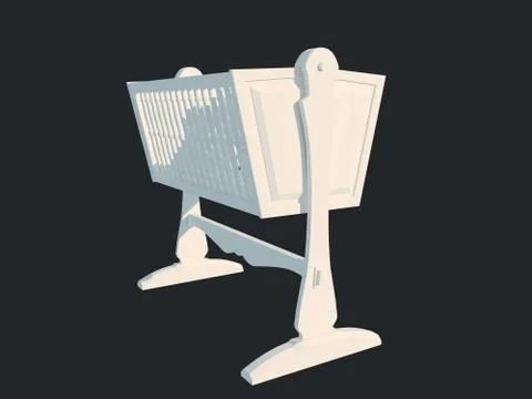 3d rendering of a white bed isolated on a black dark background Stock Illustration