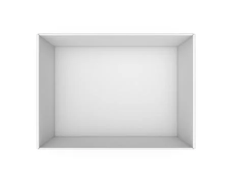 3d rendering of a white blank rectangle box without a lid as seen from above Stock Illustration