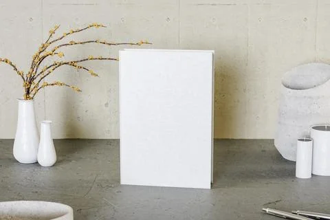 3D rendering of white book on table Stock Illustration